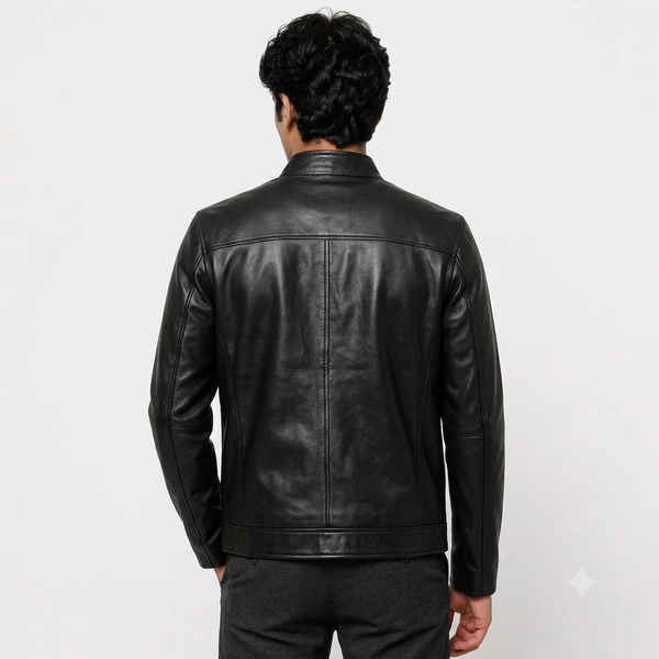 Men’s Classic Cafe Racer Genuine Leather Jacket