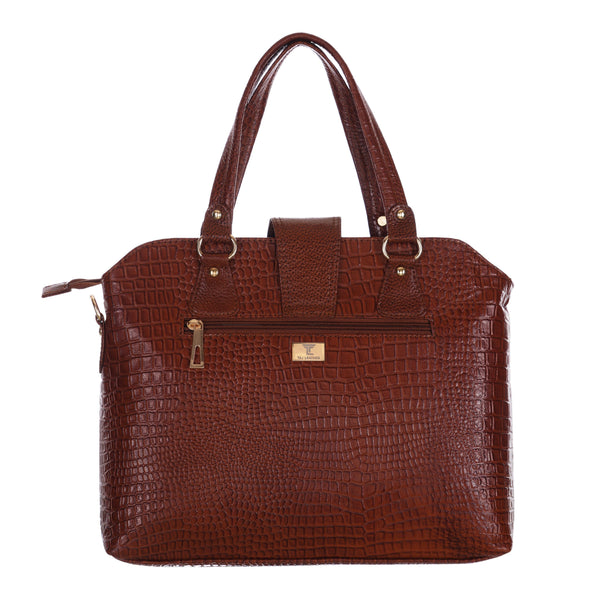 Women's Luxury Leather Shoulder Crossbody Handbag - Crocodile Pattern Stylish Bag