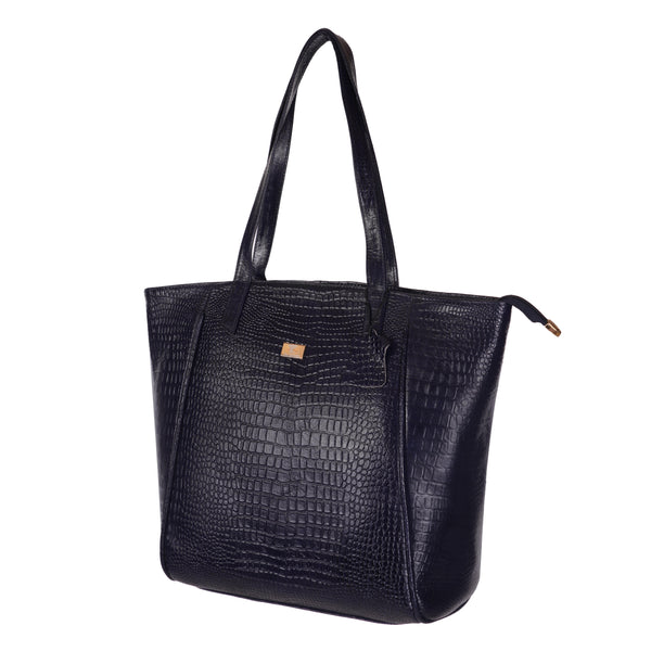 Women's Croco Pattern Shoulder Bag - Stylish and Spacious Bag with Big Compartment