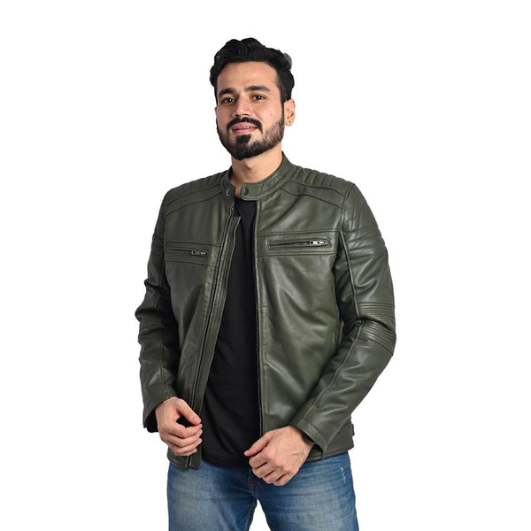 Men's Solid Leather Jacket - Stylish and Durable