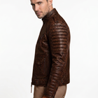 Taj Leather Men's Vintage Distressed Brown Quilted Biker Leather Jacket