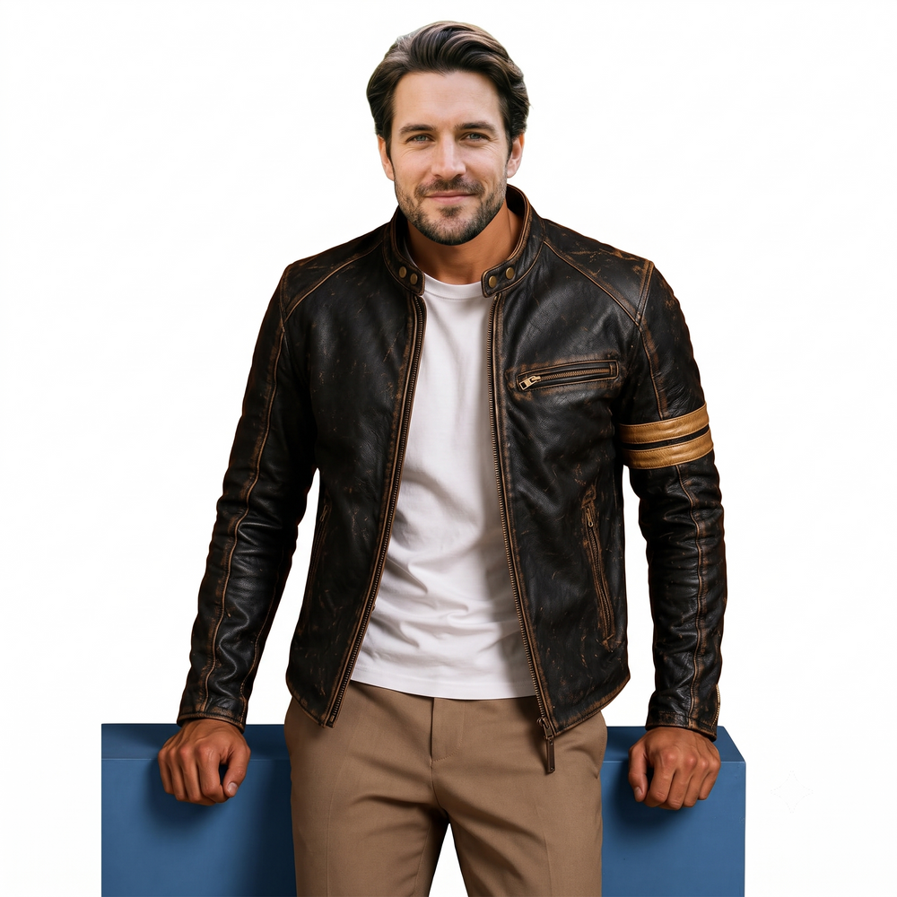Raden Vintage Biker Jacket CRANCH LEATHER