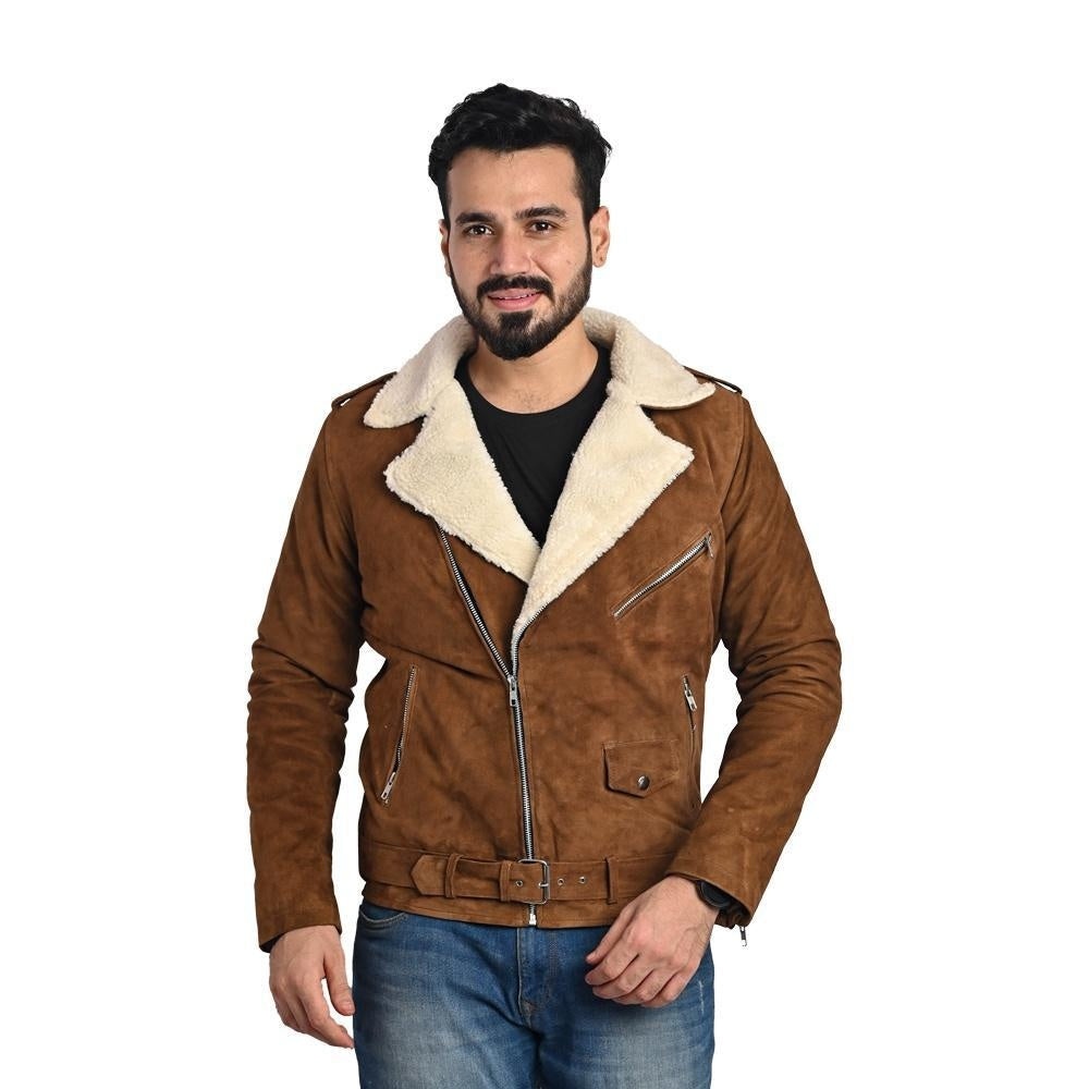 Suede Leather Jacket Tan Brown