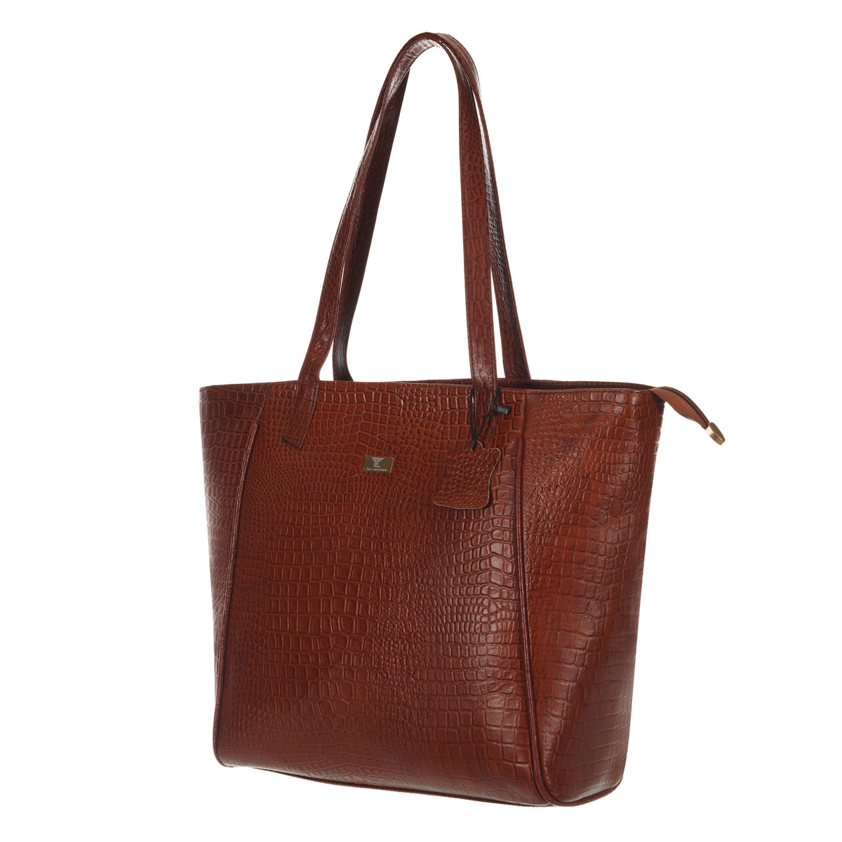 Women's Croco Pattern Shoulder Bag - Stylish and Spacious Bag with Big Compartment