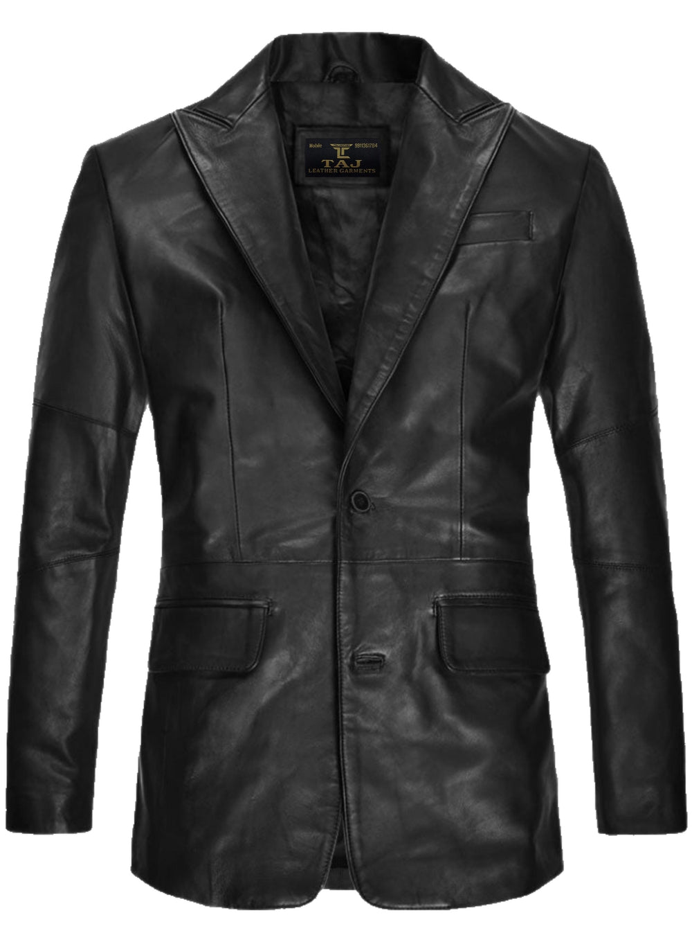 Men's Black Leather Coat - Premium Quality by Taj Leather