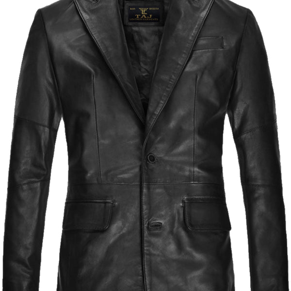 Men's Black Leather Coat - Premium Quality by Taj Leather