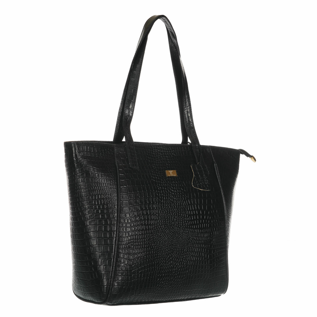 Women's Croco Pattern Shoulder Bag - Stylish and Spacious Bag with Big Compartment