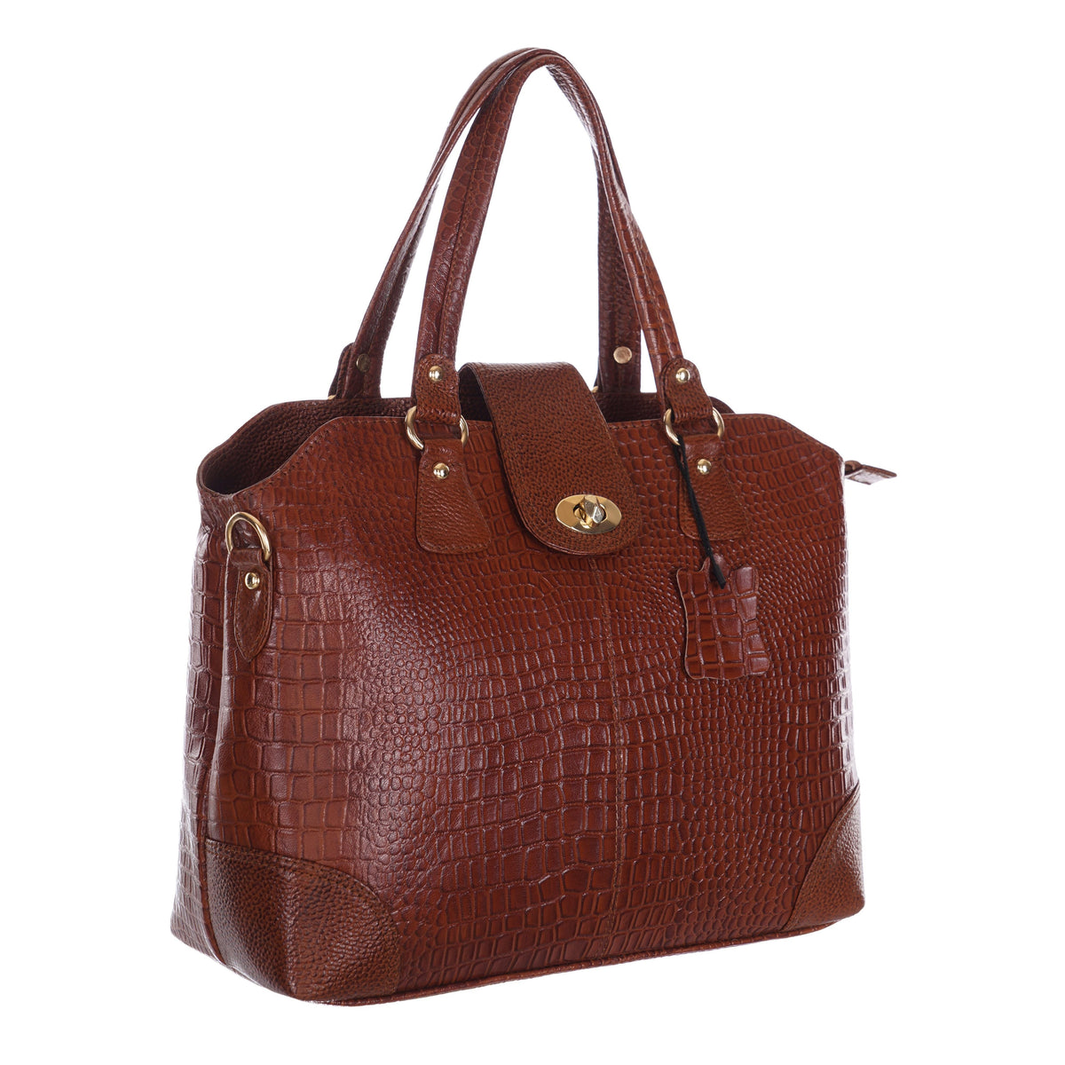 Women's Luxury Leather Shoulder Crossbody Handbag - Crocodile Pattern Stylish Bag