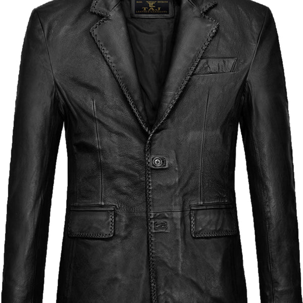 Men's Black Leather Coat - Premium Quality by Taj Leather