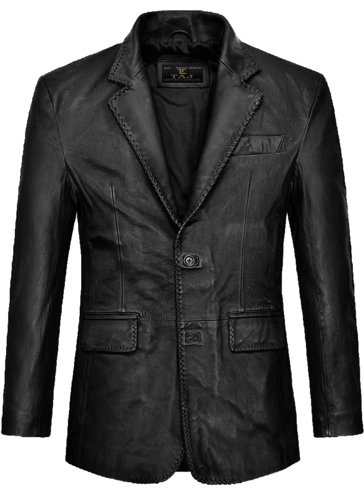 Men's Black Leather Coat - Premium Quality by Taj Leather