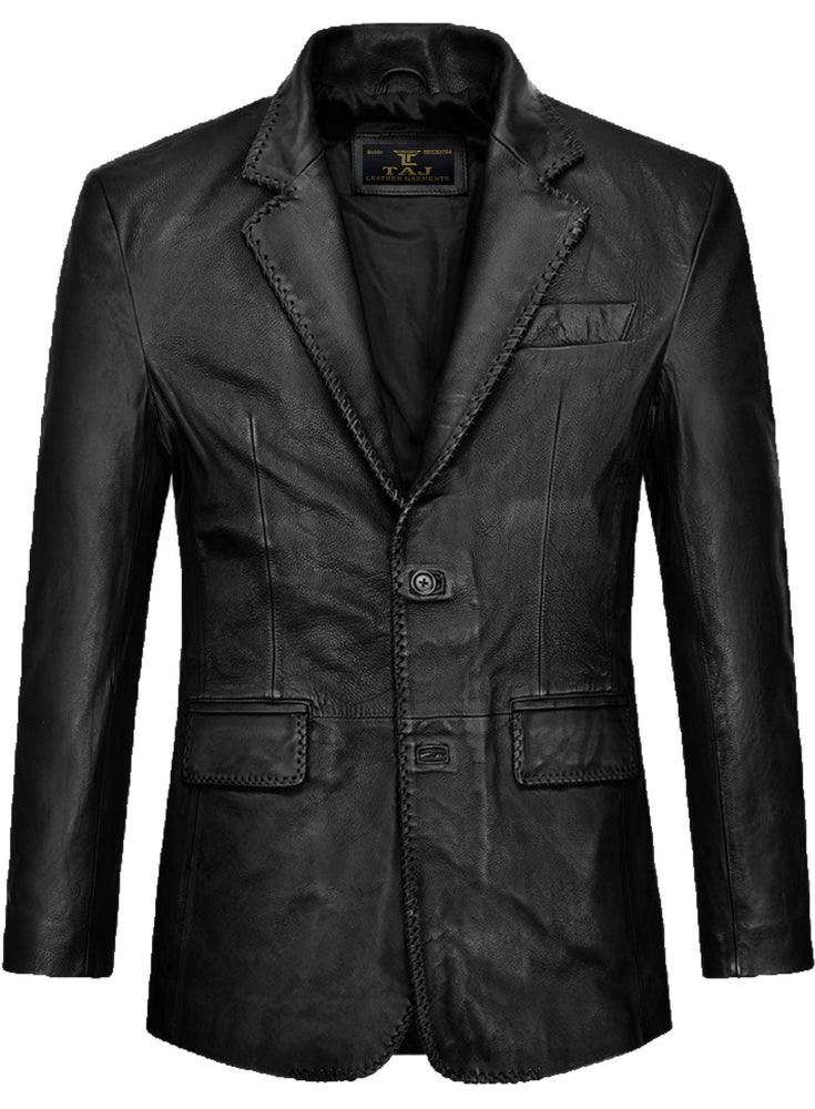 Men's Black Leather Coat - Premium Quality by Taj Leather