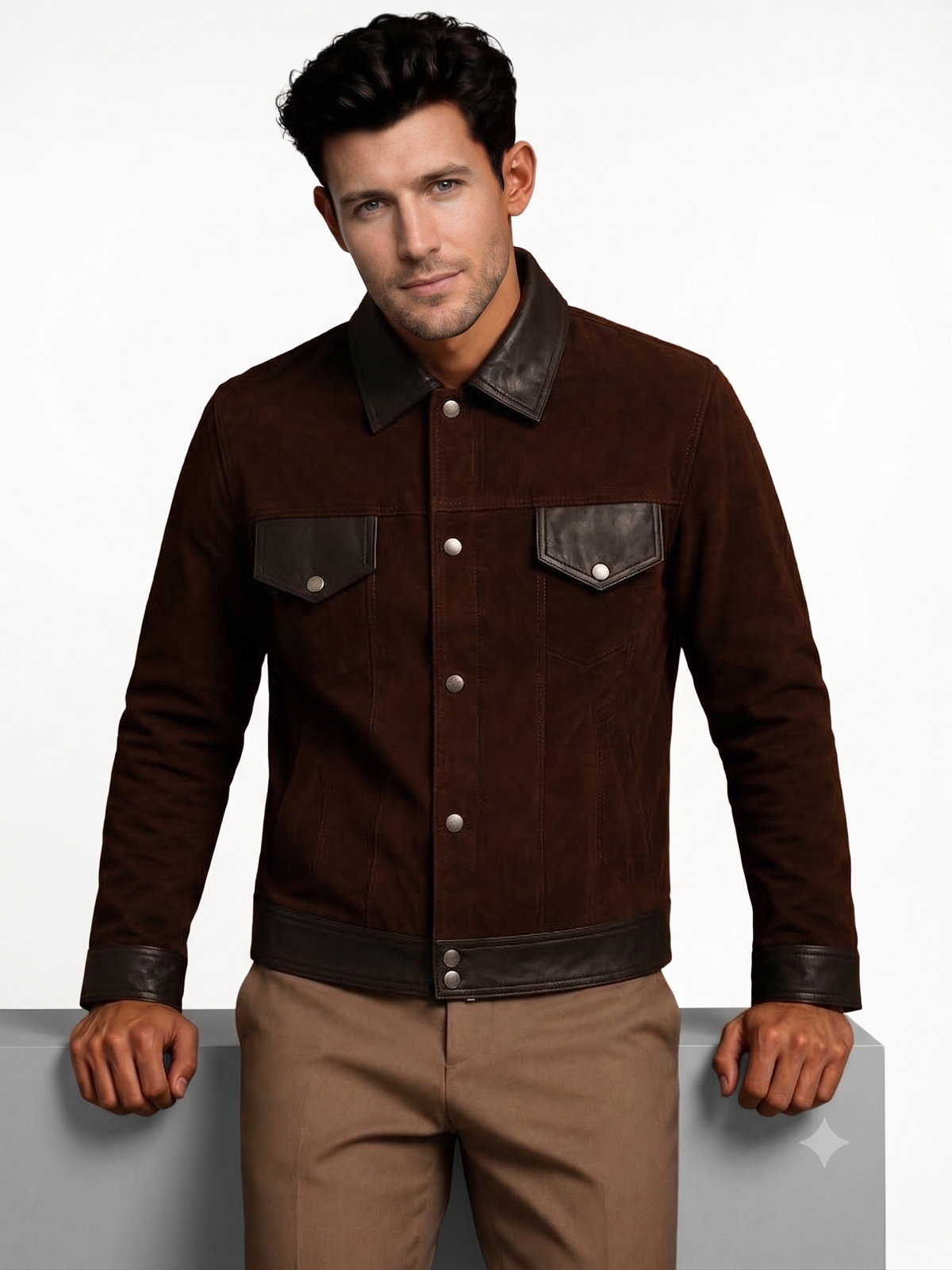 Cantras Suede Leather Biker Jacket