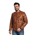 Men's Solid Leather Jacket - Stylish and Durable
