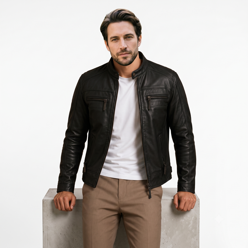 Rider Leather Biker Jacket BLACK