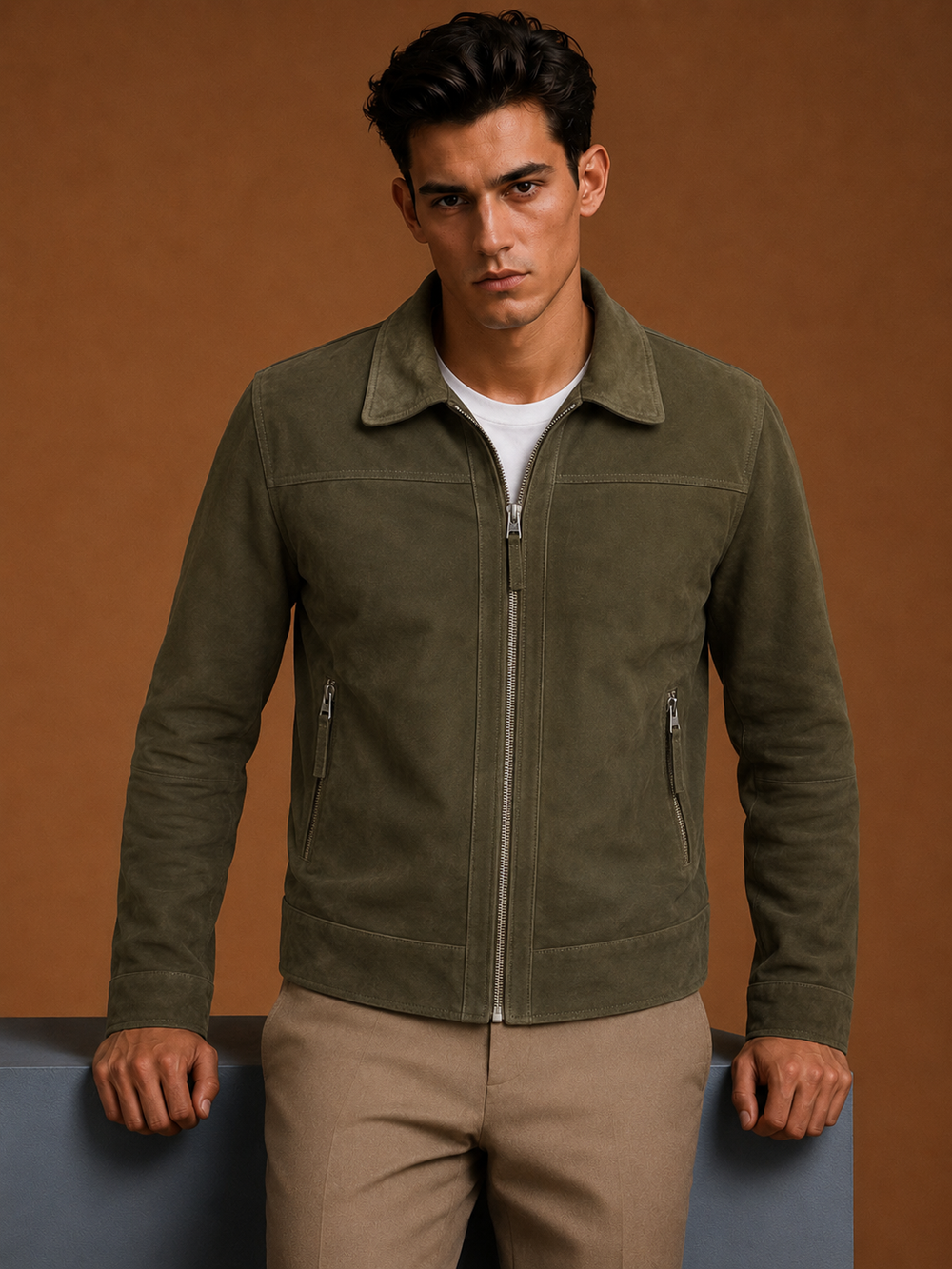 Suede Solid Leather Biker Jacket
