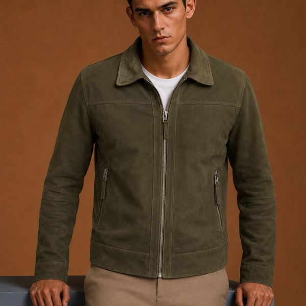 Suede Solid Leather Biker Jacket