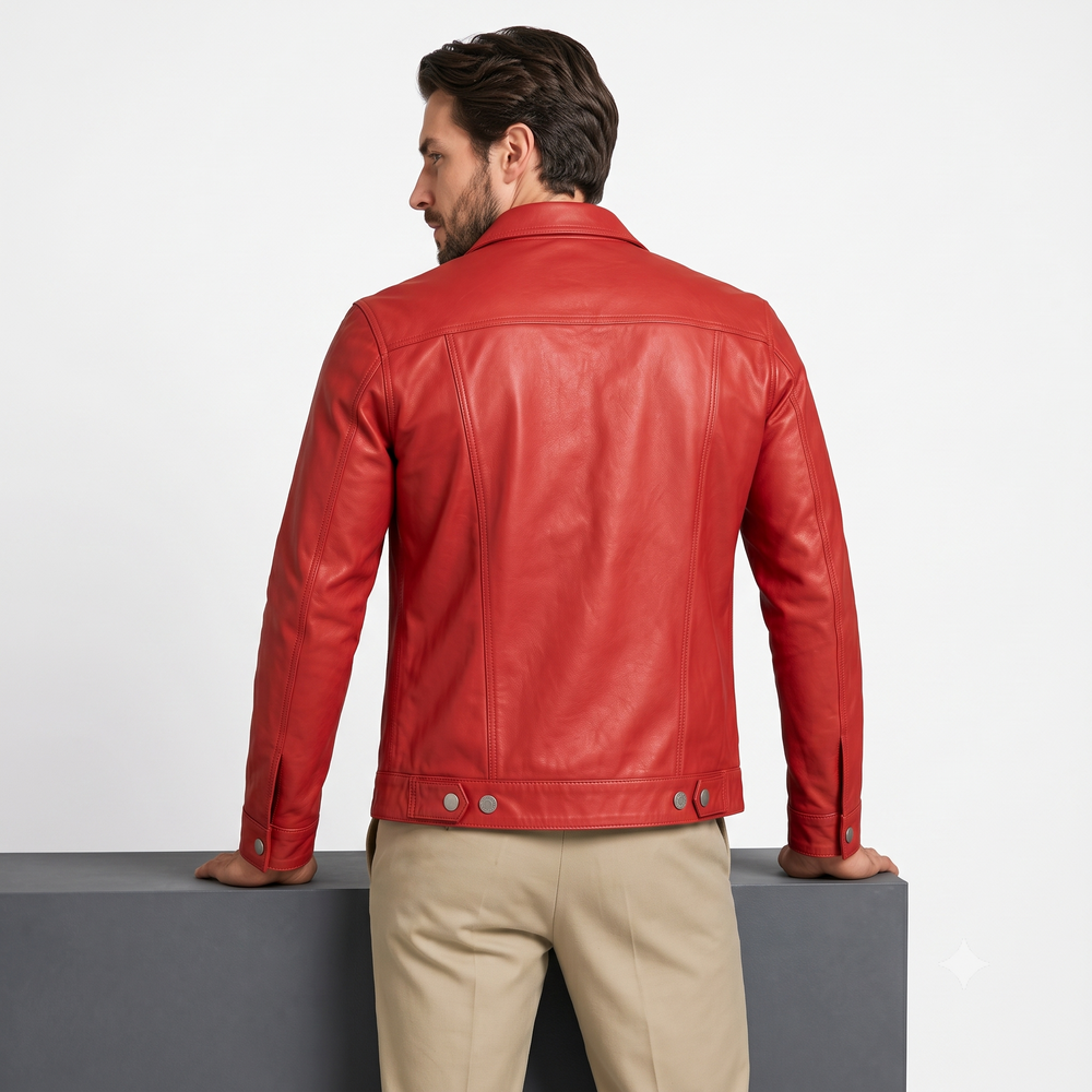 Mauritius Leather Biker Jacket red