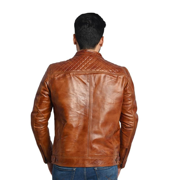 D-Design Leather Jacket by Taj Leather - Brown Tan Mix