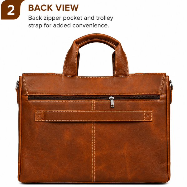 Oil Pull Up Leather Laptop Bag For Men - Office Bag - Fits Up to 14/15.5/16 inch
