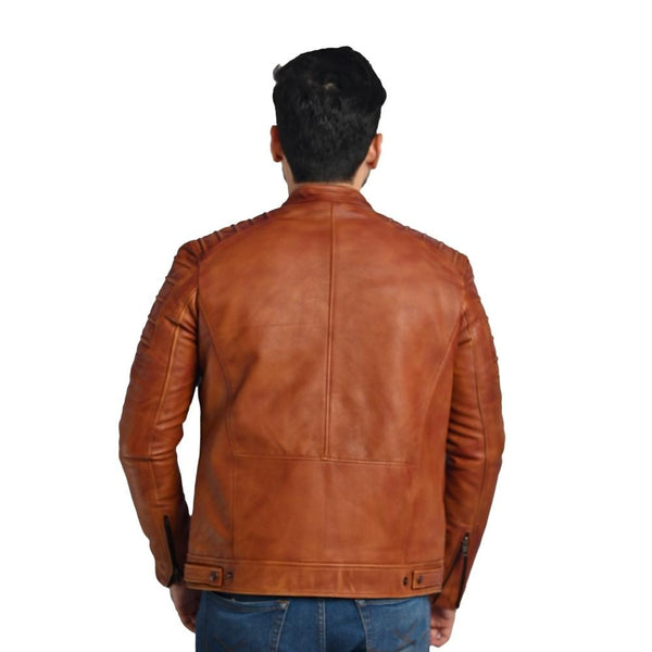 Men's Solid Leather Jacket - Handmade Genuine Leather Outerwear