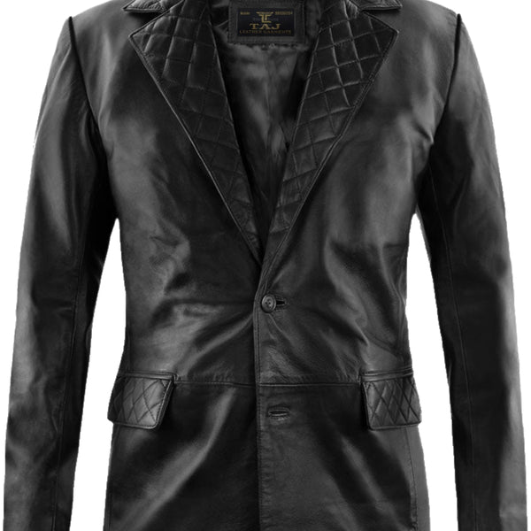 Men's Black Leather Coat - Premium Quality by Taj Leather