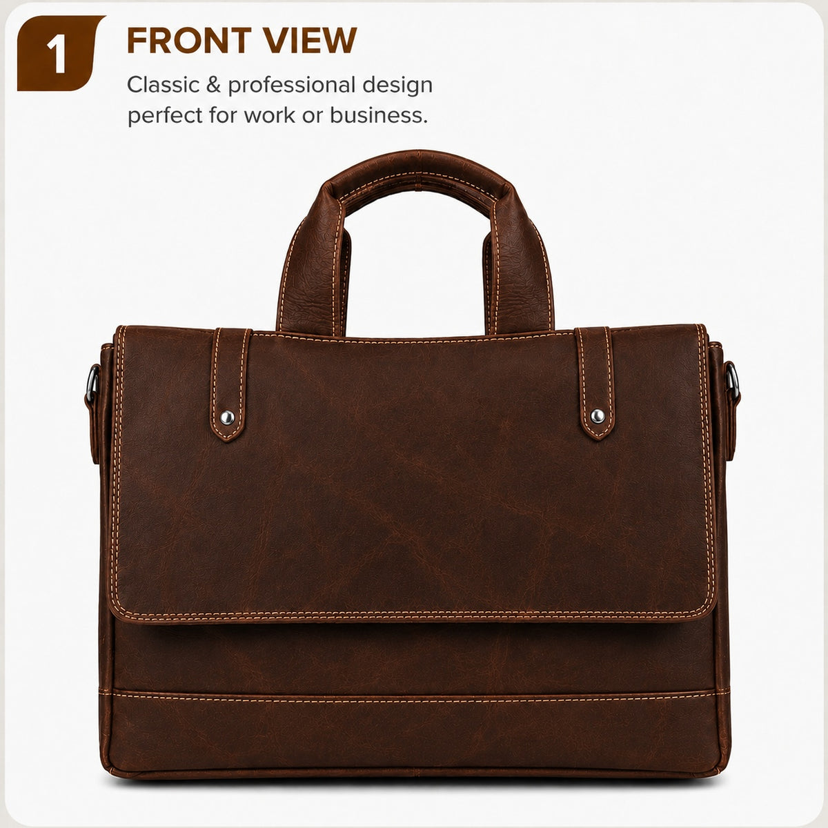 Oil Pull Up Leather Laptop Bag For Men - Office Bag - Fits Up to 14/15.5/16 inch