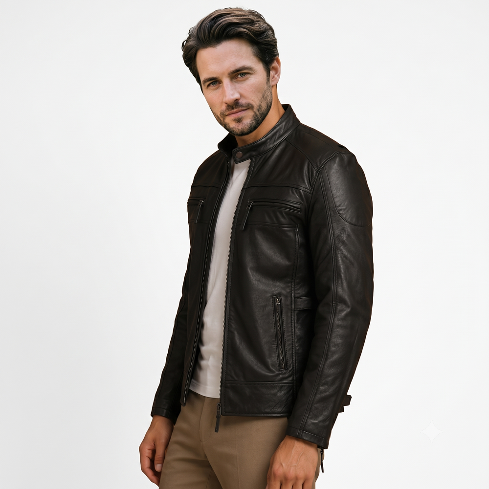 Rider Leather Biker Jacket BLACK