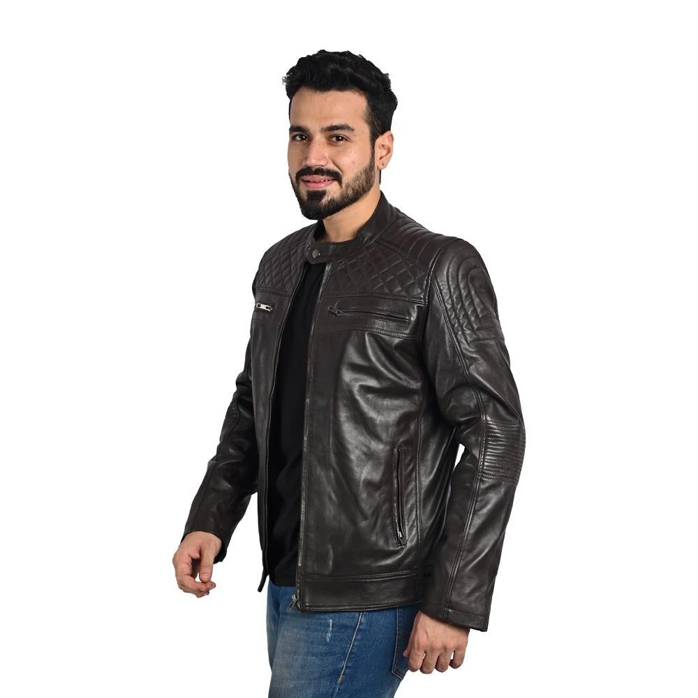 D-Design Leather Jacket by Taj Leather - Dark Brown