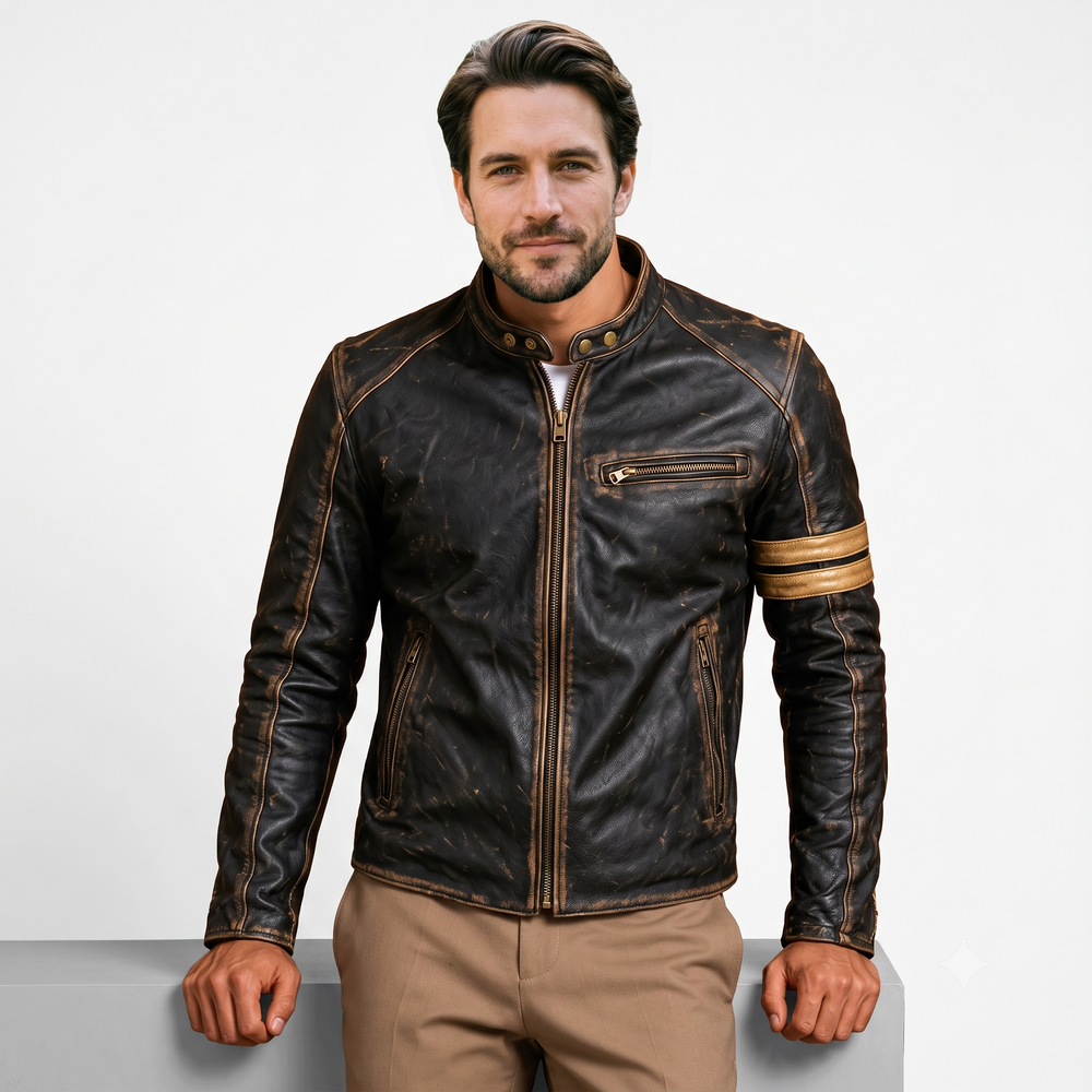 Raden Vintage Biker Jacket CRANCH LEATHER