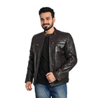 D-Design Leather Jacket by Taj Leather - Dark Brown