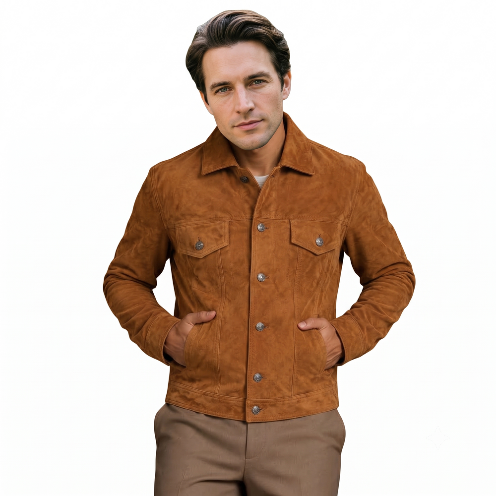 Avor Tan Brown Suede Leather Jacket TENBROWN