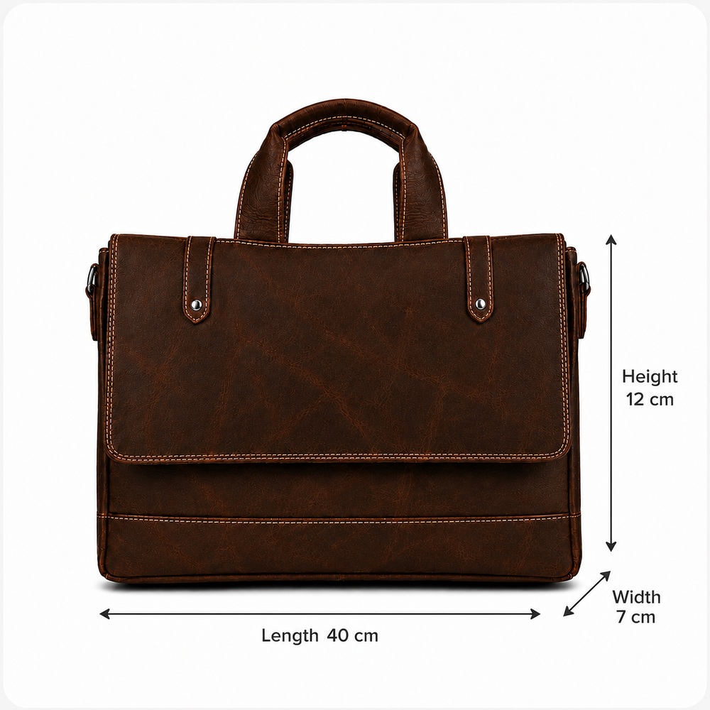 Oil Pull Up Leather Laptop Bag For Men - Office Bag - Fits Up to 14/15.5/16 inch