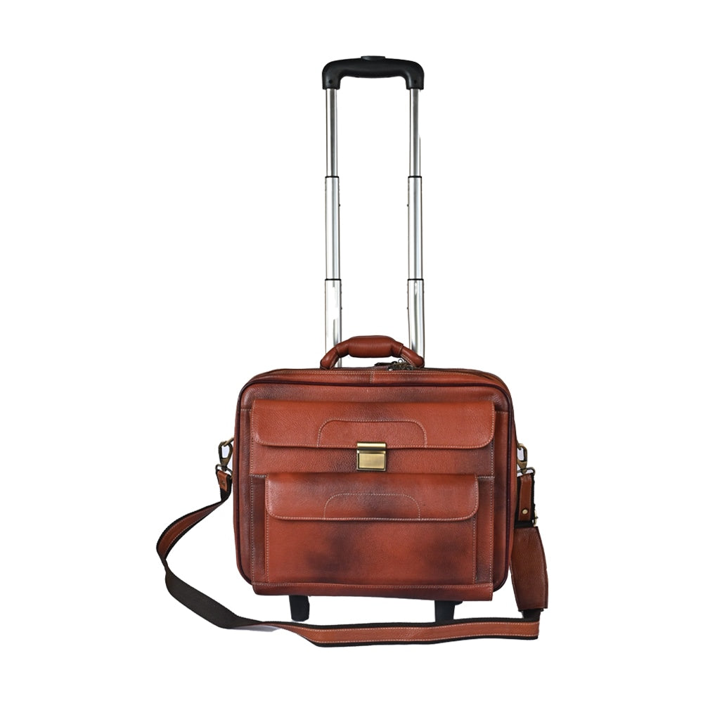 Taj Leather Trolly Suitcase Bag - 100% Leather