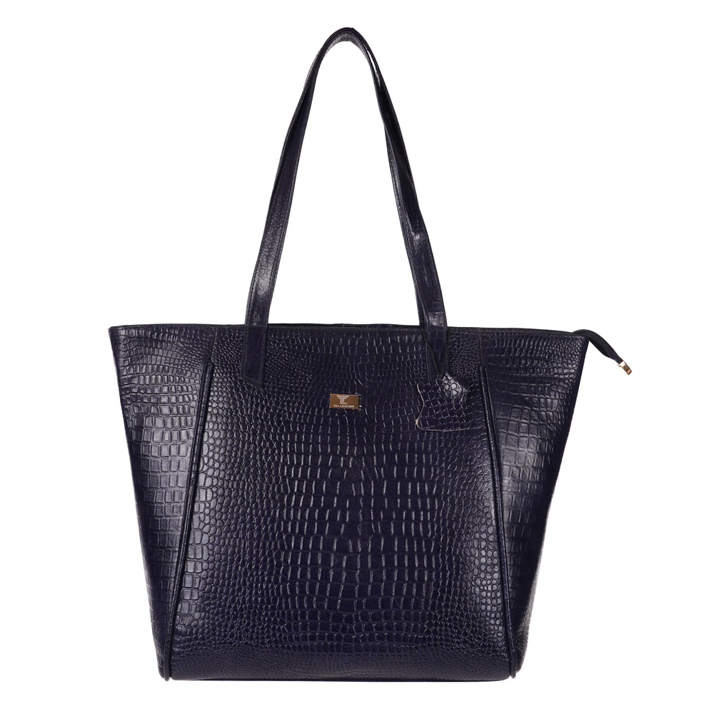 Women's Croco Pattern Shoulder Bag - Stylish and Spacious Bag with Big Compartment