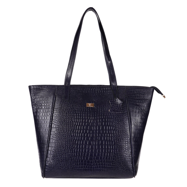 Women's Croco Pattern Shoulder Bag - Stylish and Spacious Bag with Big Compartment