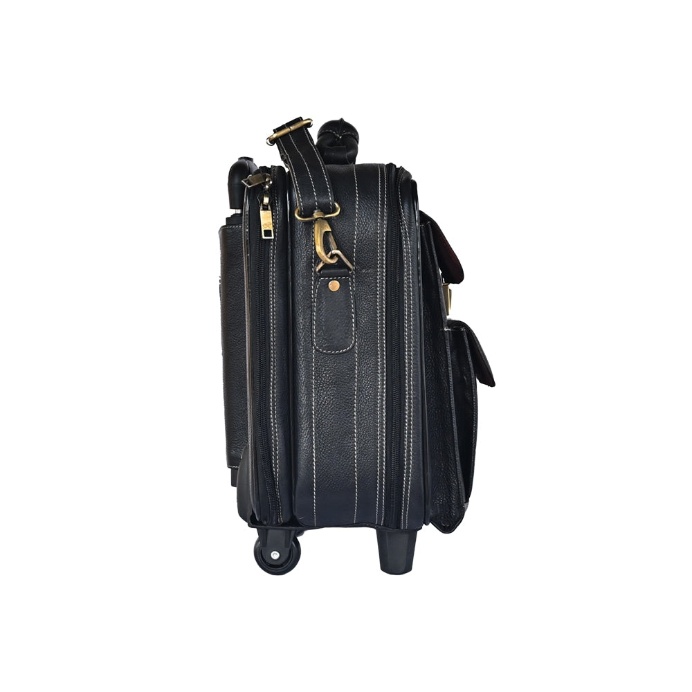 Taj Leather Trolly Suitcase Bag - 100% Leather