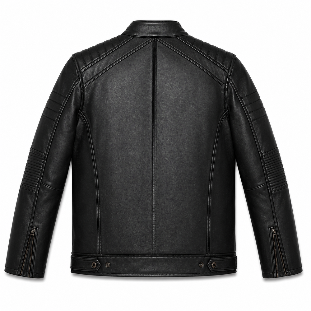 Stickers Design Leather Jacket - By Taj Leather Pure Black