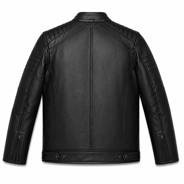 Stickers Design Leather Jacket - By Taj Leather Pure Black