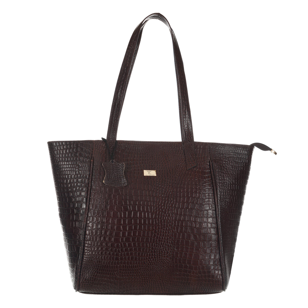 Women's Croco Pattern Shoulder Bag - Stylish and Spacious Bag with Big Compartment