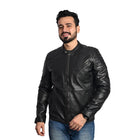 Men's Solid Leather Jacket - Stylish and Durable