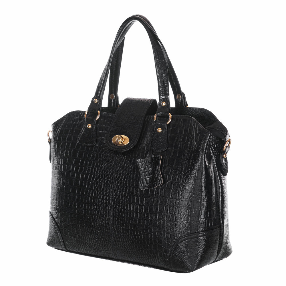 Women's Luxury Leather Shoulder Crossbody Handbag - Crocodile Pattern Stylish Bag