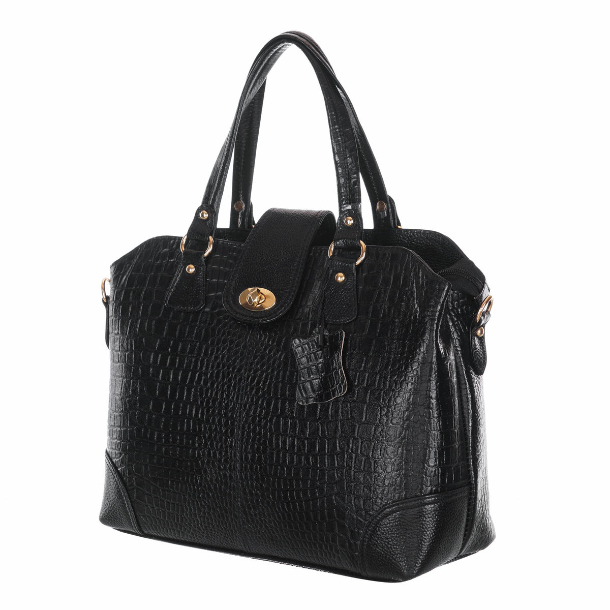 Women's Luxury Leather Shoulder Crossbody Handbag - Crocodile Pattern Stylish Bag