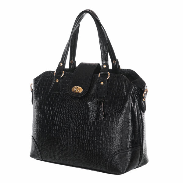 Women's Luxury Leather Shoulder Crossbody Handbag - Crocodile Pattern Stylish Bag