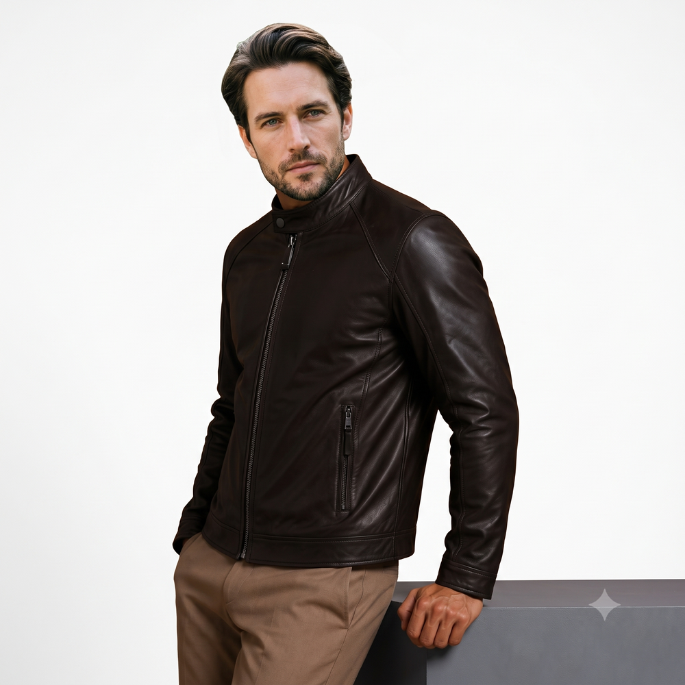 Unic Simple Leather Jacket Brown