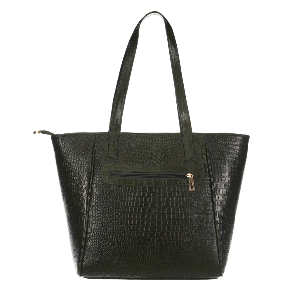 Women's Croco Pattern Shoulder Bag - Stylish and Spacious Bag with Big Compartment