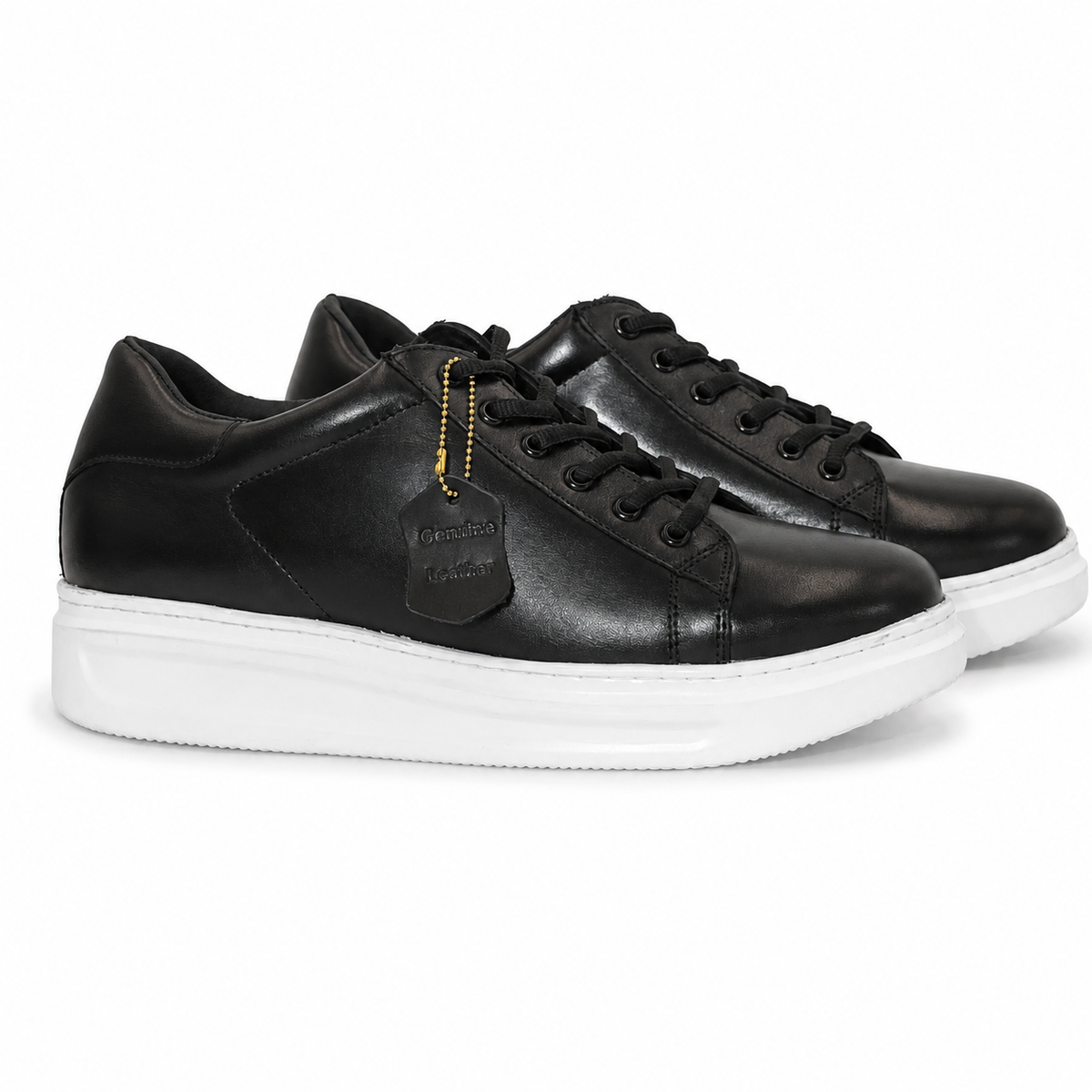 Classic Black Low-Top Leather Sneakers