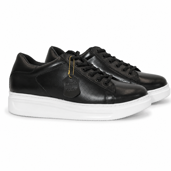 Classic Black Low-Top Leather Sneakers