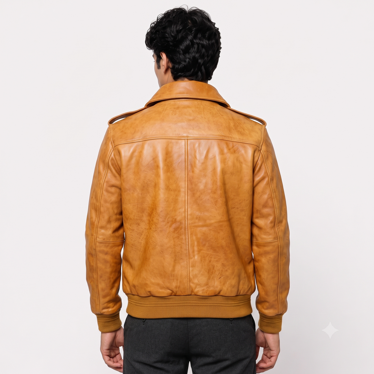 Mustard Tan A-2 Flight Leather Bomber Jacket