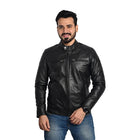 Men's Solid Leather Jacket - Stylish and Durable