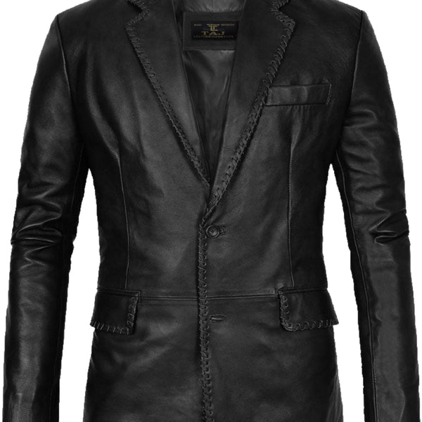 Men's Black Leather Coat - Premium Quality by Taj Leather